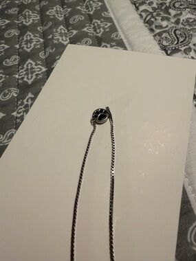 Park Lane Silver Paw Print Bracelet with Black Enamel Detail